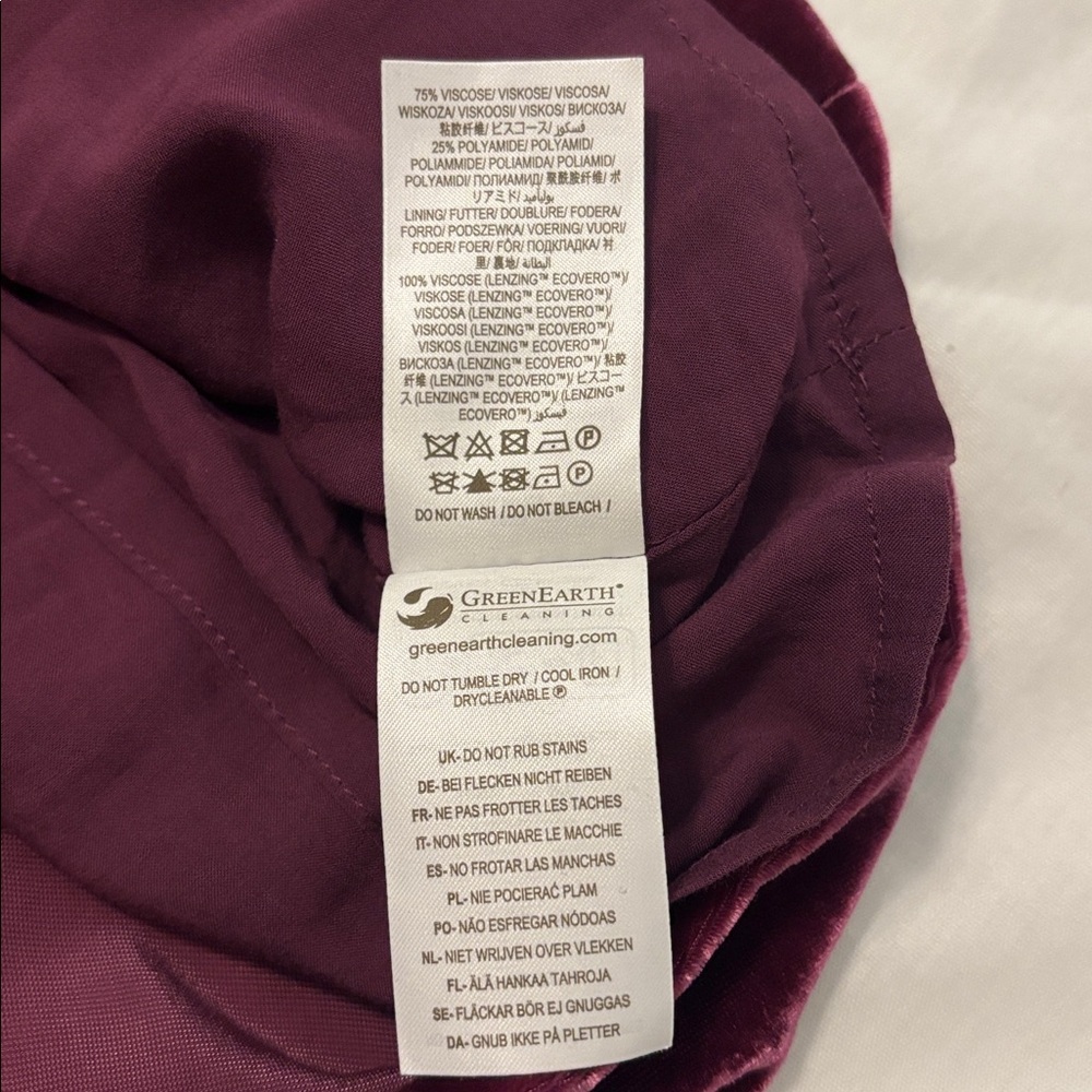 Boden Plum Velvet Open Back Mini Dress SZ 14 rhinestone button long sleeve lined - Picture 6 of 16